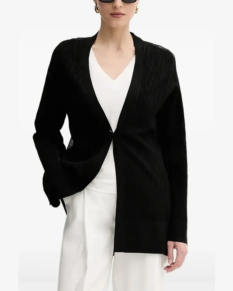 Armani Exchange Langärmeliger Cardigan mit weitem Saum - Schwarz Schwarz