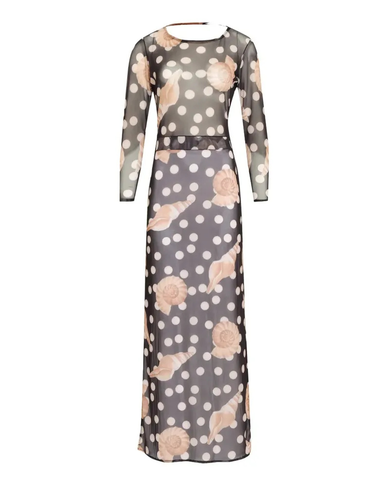 BRIGITTE Giulia polka-dot shell-print dress - Schwarz Schwarz