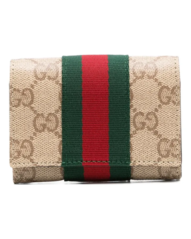 Gucci GG Supreme Web-stripe wallet - Nude Nude