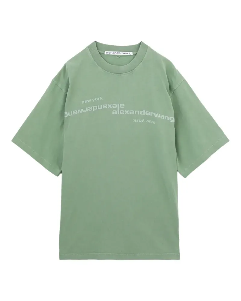 Alexander Wang T-Shirt mit gespiegeltem Logo - Grün Grün