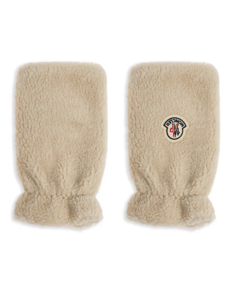 Moncler Handschuhe mit Logo-Patch - Nude Nude