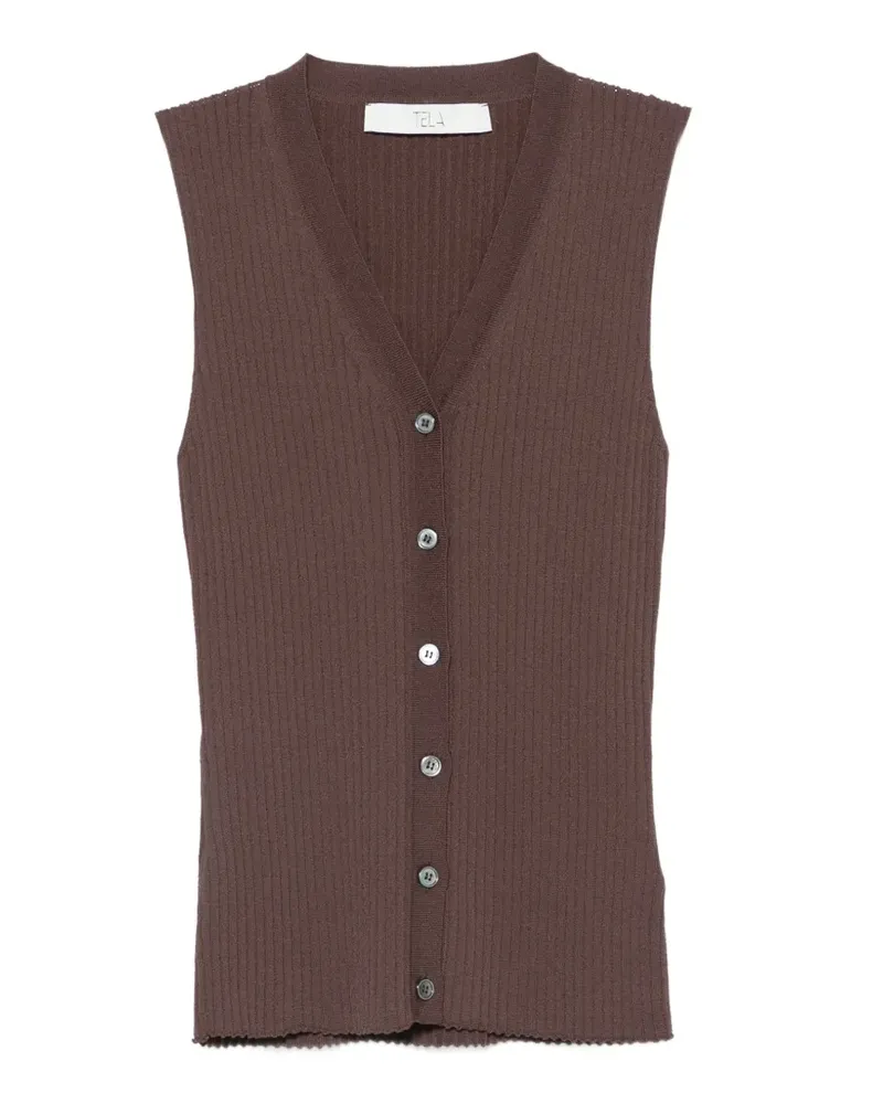 TELA ribbed-knit V-neck gilet - Braun Braun