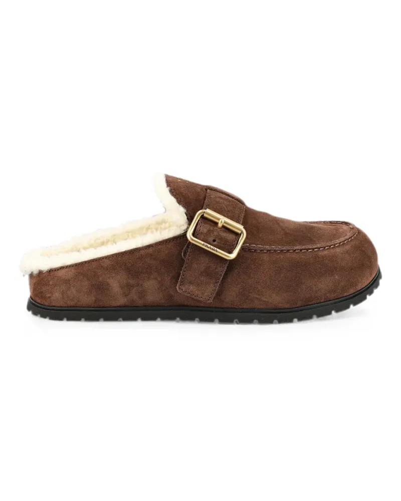 Prada buckle-fastening shearling-lined mules - Braun Braun