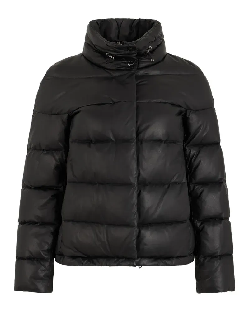 MOORER high-neck padded leather jacket - Schwarz Schwarz