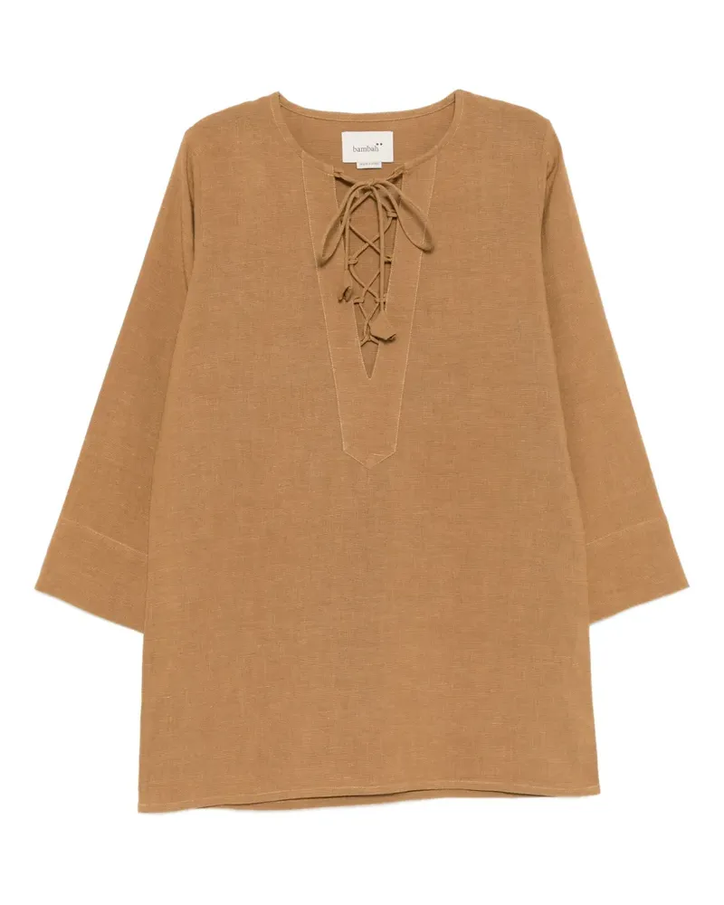 Bambah Kleid mit Schnürung - Braun Braun