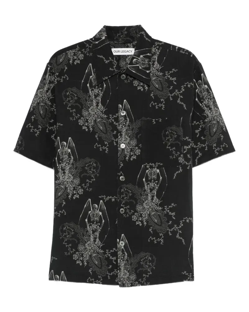 Our Legacy patterned short-sleeve shirt - Schwarz Schwarz