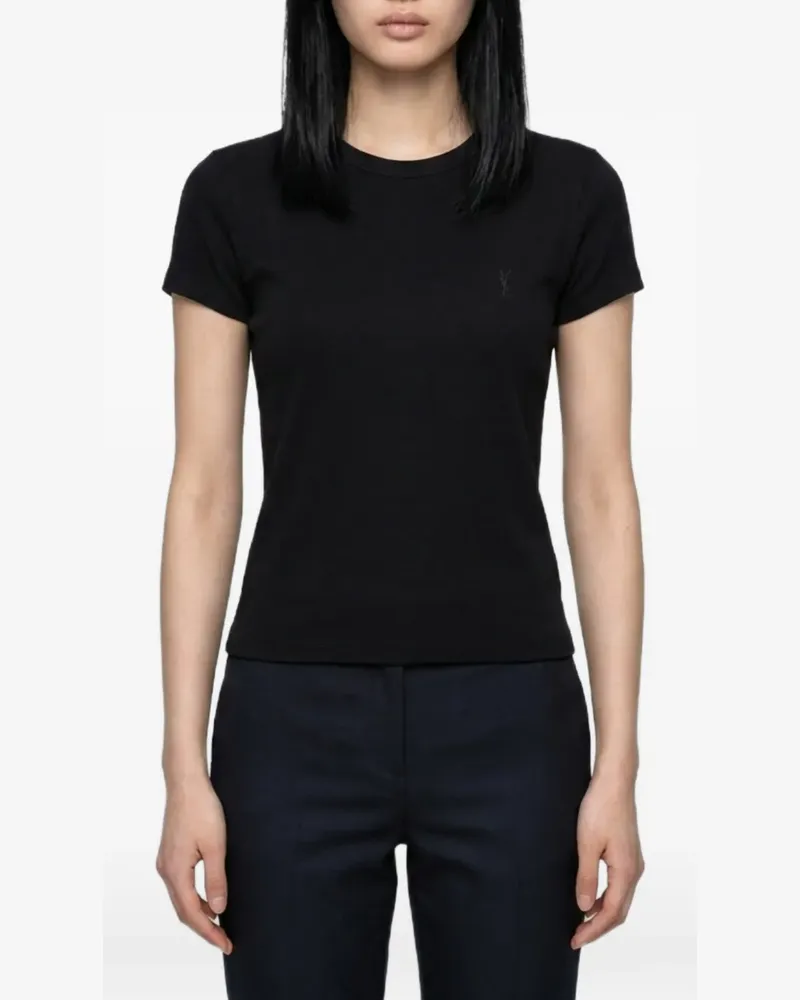 Saint Laurent T-Shirt mit Cassandre-Stickerei - Schwarz Schwarz