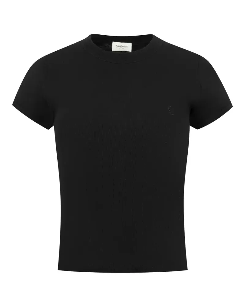 Saint Laurent Cassandre T-Shirt mit Stickerei - Schwarz Schwarz