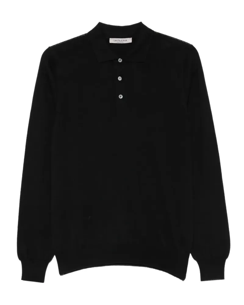 La Fileria Langärmeliges Poloshirt - Schwarz Schwarz