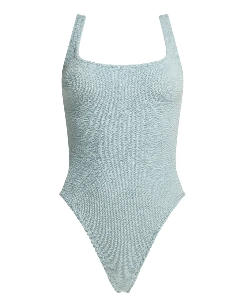 Hunza G crinkle-effect square-neck swimsuit - Blau Blau