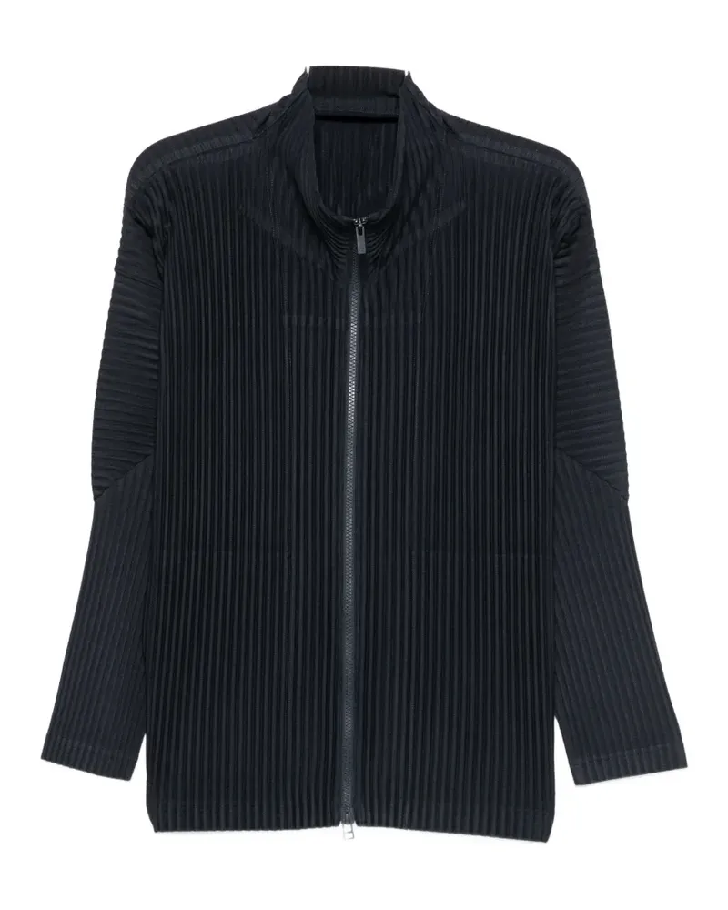 Issey Miyake pleated zip-up cardigan - Blau Blau