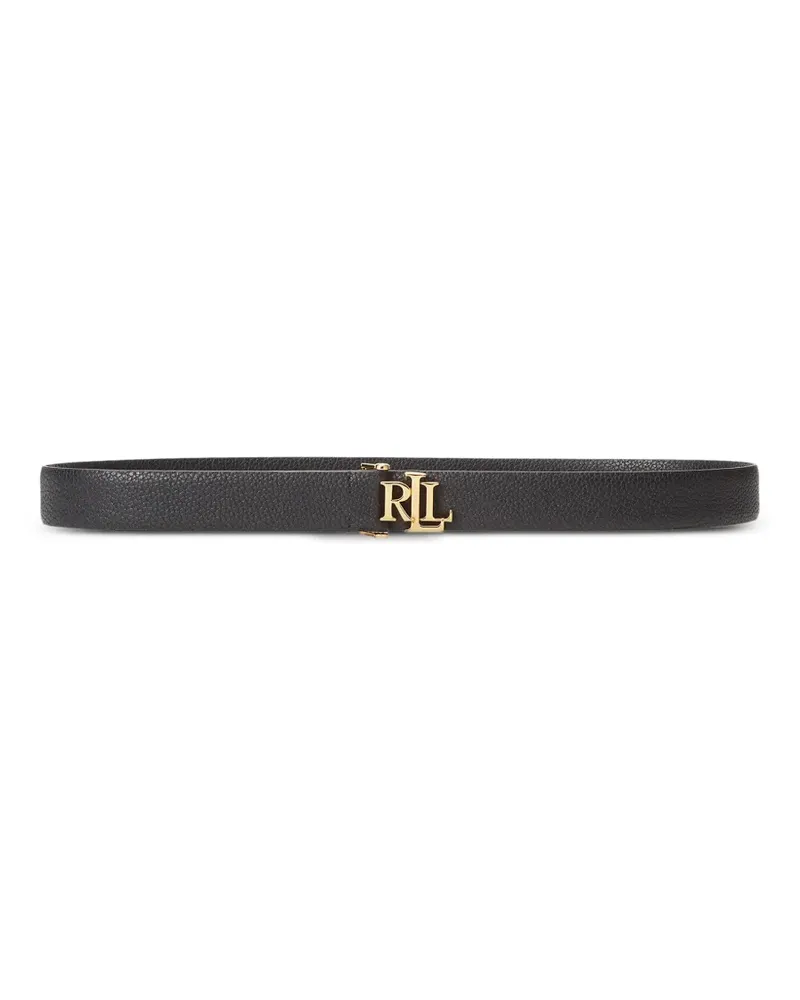 Ralph Lauren logo-plaque pebbled-leather belt - Schwarz Schwarz