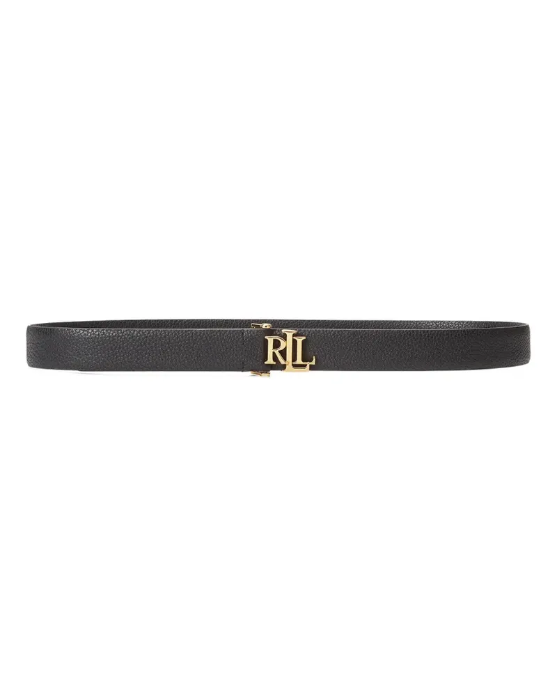 Ralph Lauren logo-plaque pebbled-leather belt - Schwarz Schwarz