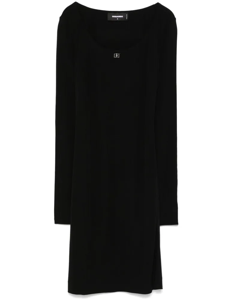 Dsquared2 Midikleid mit Logo-Schild - Schwarz Schwarz