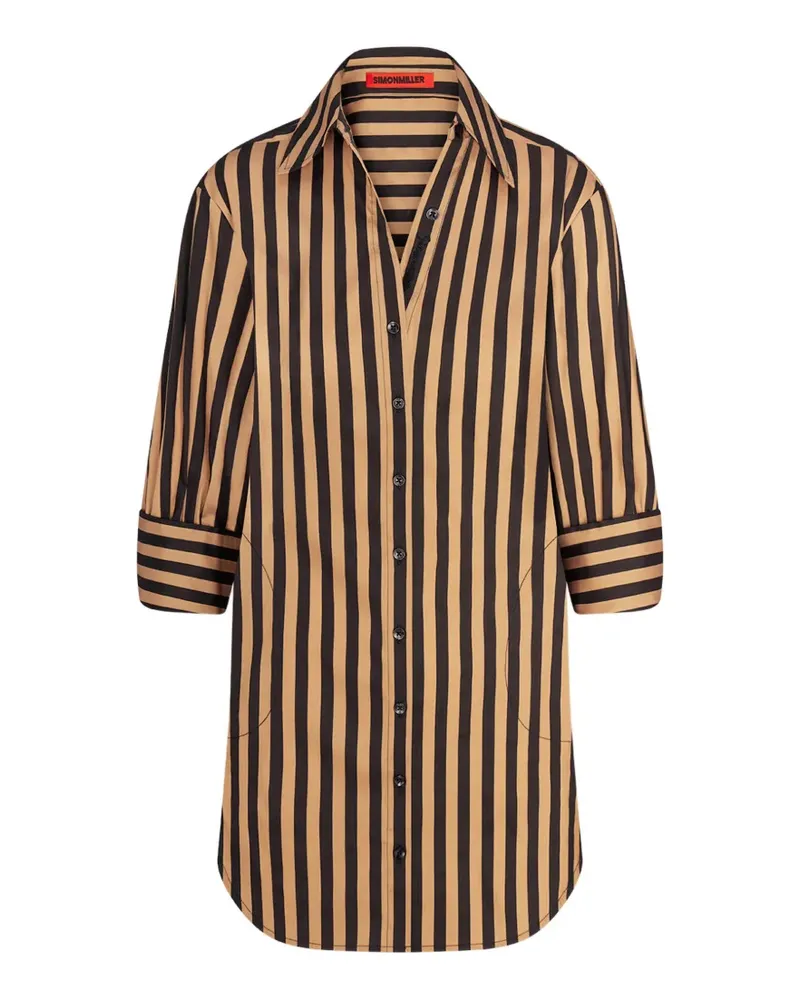 Simon Miller Gestreiftes Kena Mini-Hemdkleid - Schwarz Schwarz
