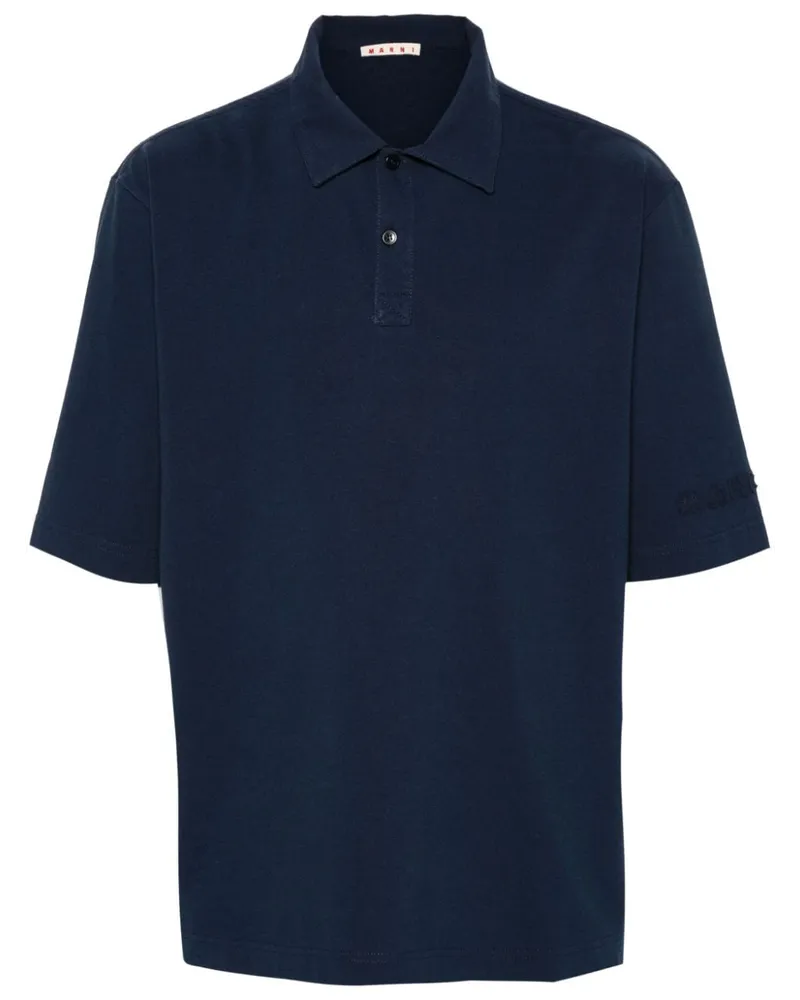 Marni Poloshirt mit Logo-Patch - Blau Blau