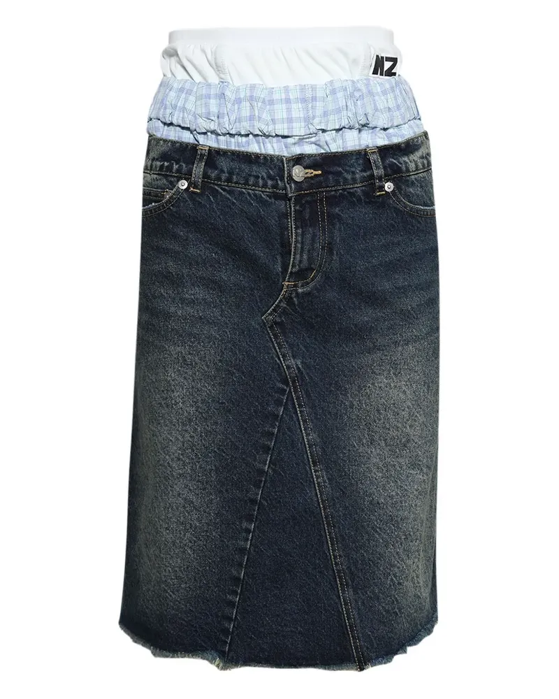 Natasha Zinko Ausgefranster Jeansrock mit Taille - Blau Blau