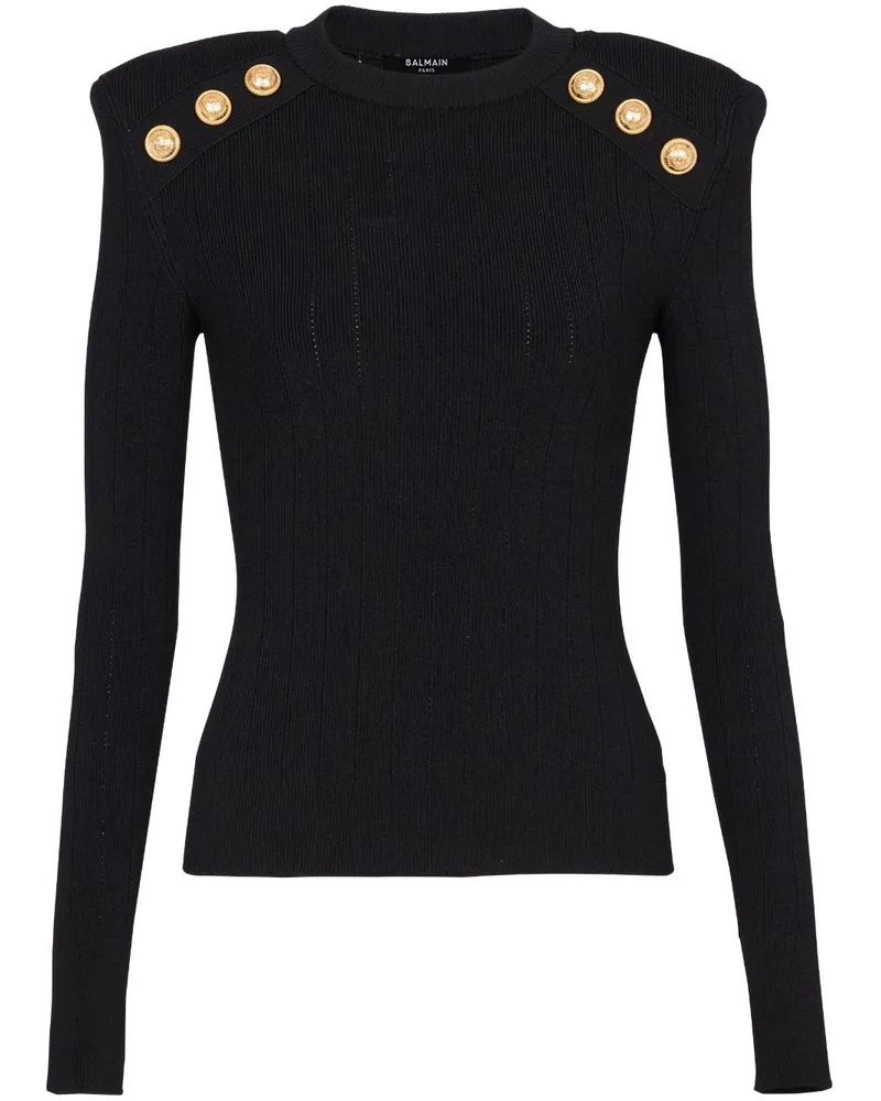 Balmain Pullover mit Schulterpolstern - Schwarz Schwarz