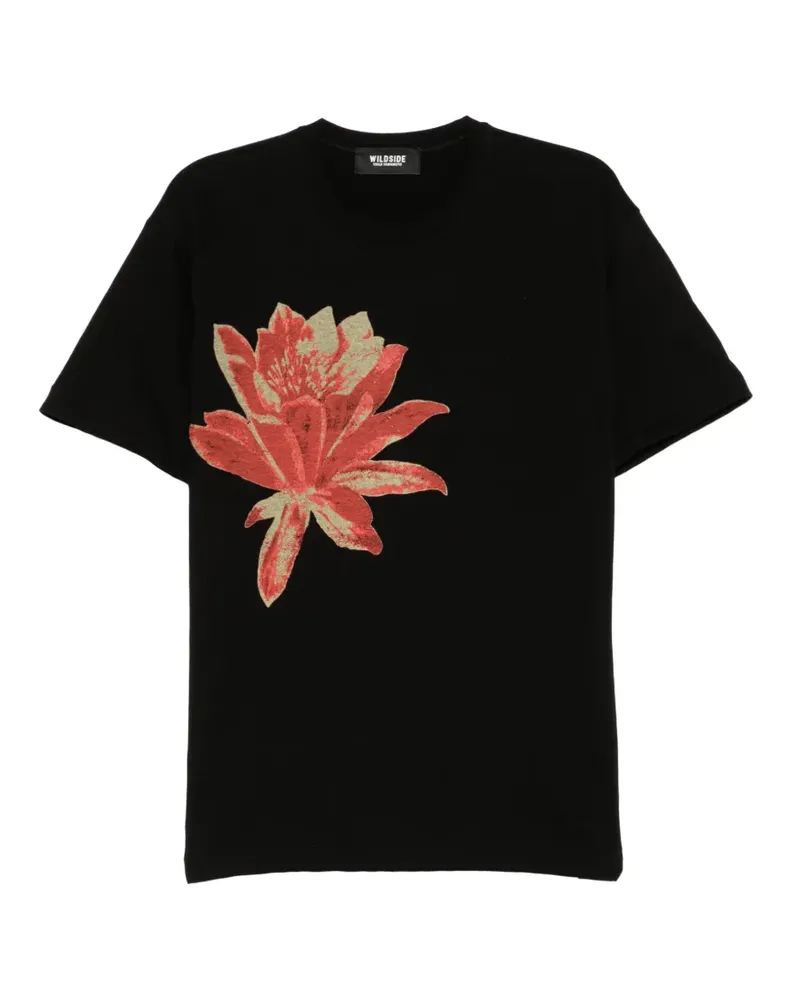 Yohji Yamamoto floral-print T-shirt - Schwarz Schwarz