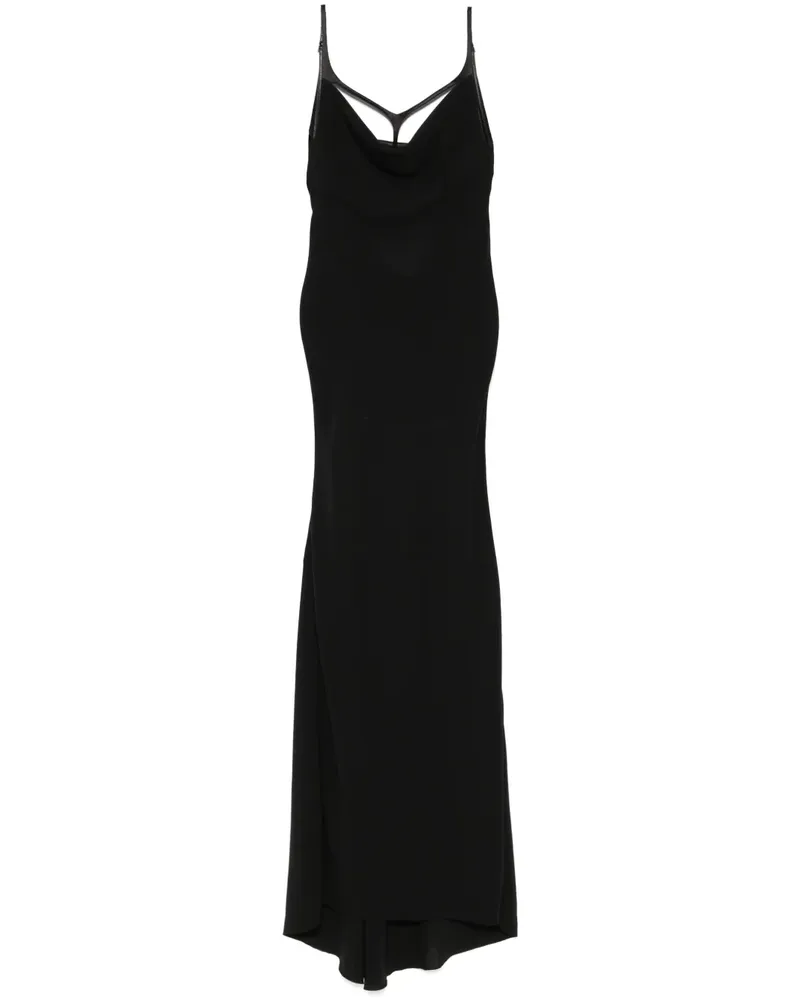 Thierry Mugler Krepp-Abendkleid mit Harness - Schwarz Schwarz