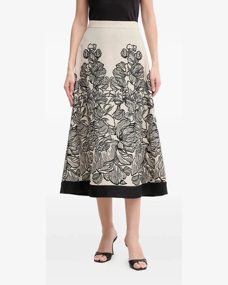 Luisa Spagnoli Midirock mit Blumen-Print - Nude Nude