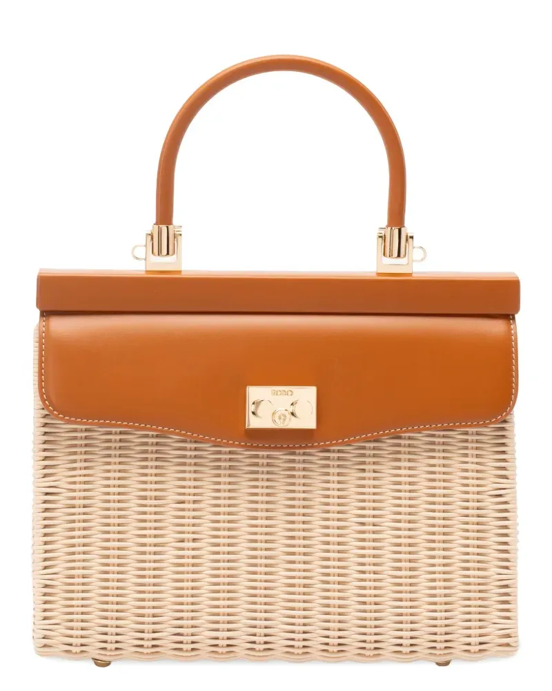 Rodo small wicker tote bag - Nude Nude