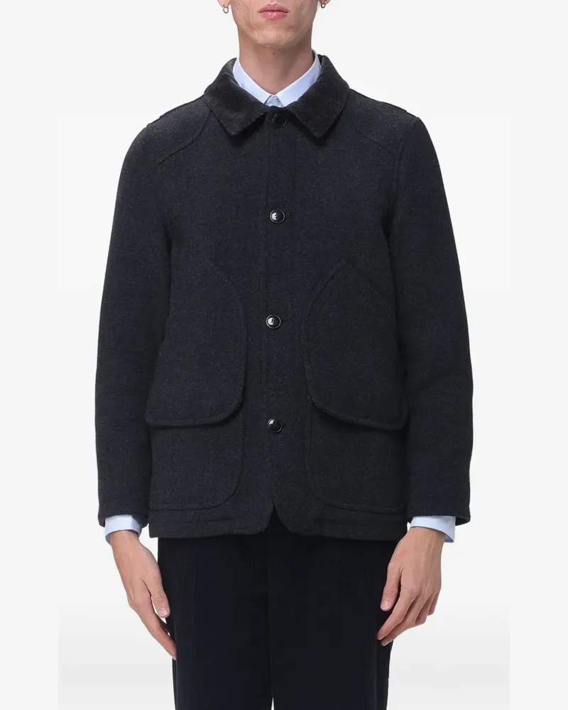 Sebago Tenny corduroy-collar button-up coat - Grau Grau