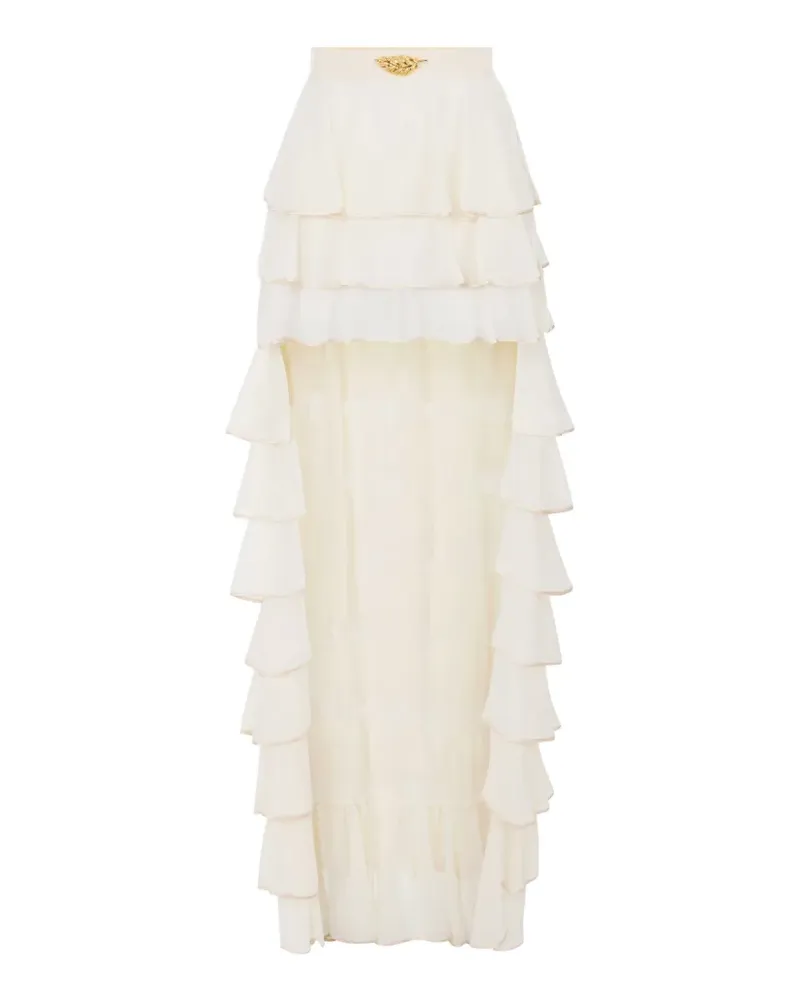 Elisabetta Franchi Rock aus Georgette mit Volants - Nude Nude