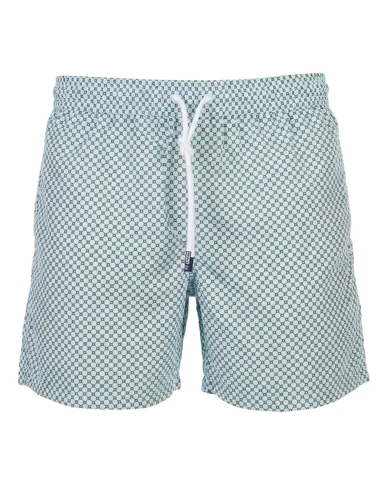 Fedeli geometric-print drawstring swim shorts - Blau Blau