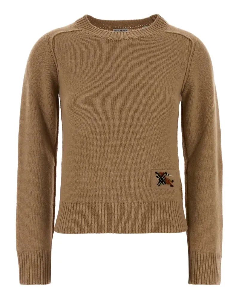 Burberry Gerippter Pullover mit Logo-Patch - Braun Braun