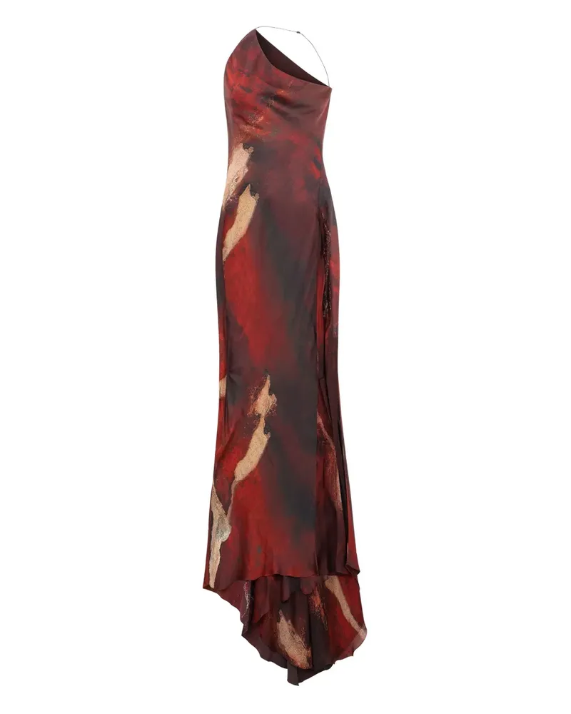Roberto Cavalli One-Shoulder-Abendkleid mit Schlitz - Rot Rot
