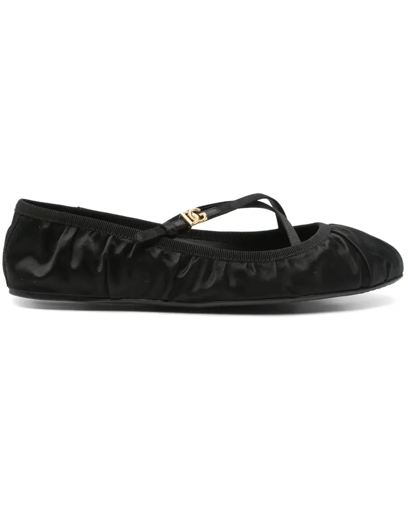 Dolce & Gabbana Ballerinas mit Logo-Schnalle - Schwarz Schwarz