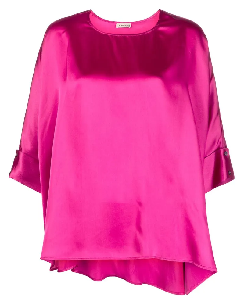 Blanca Drapierte Satinbluse - Rosa Rosa