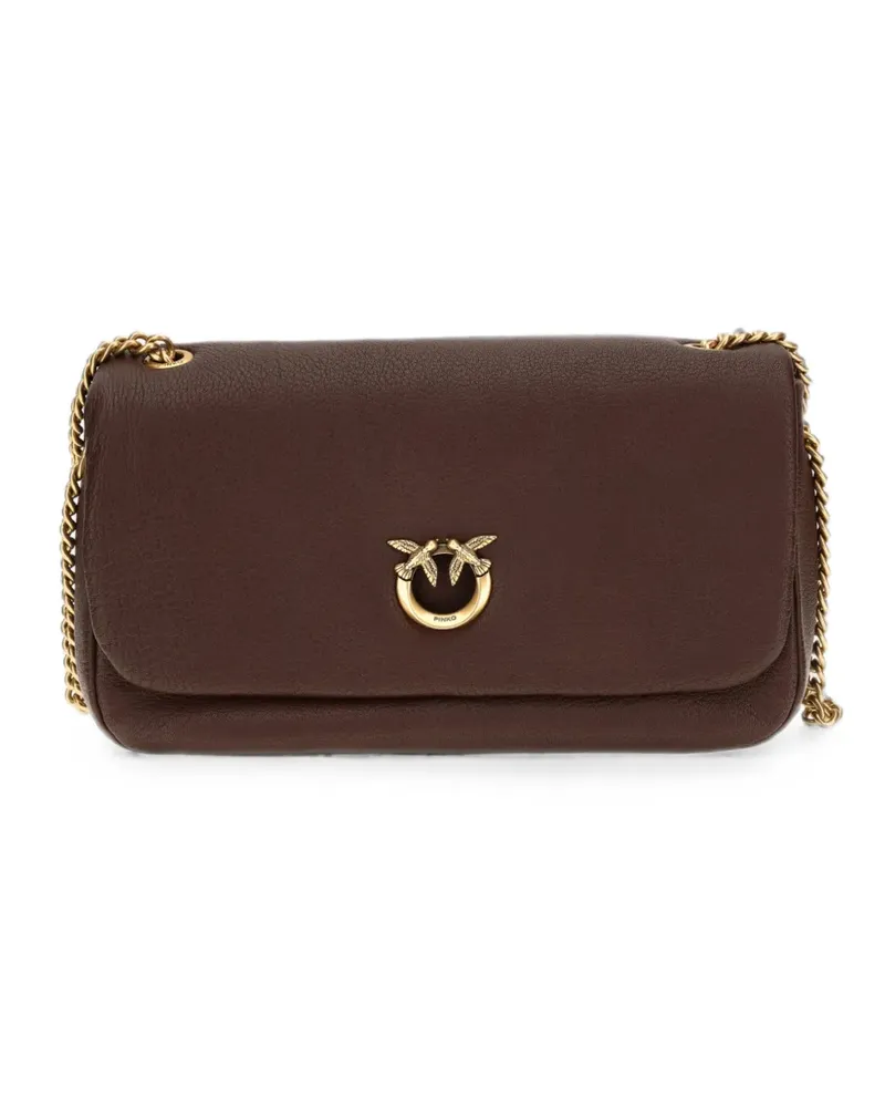 Pinko Love Birds Click soft horizontal leather shoulder bag - Braun Braun