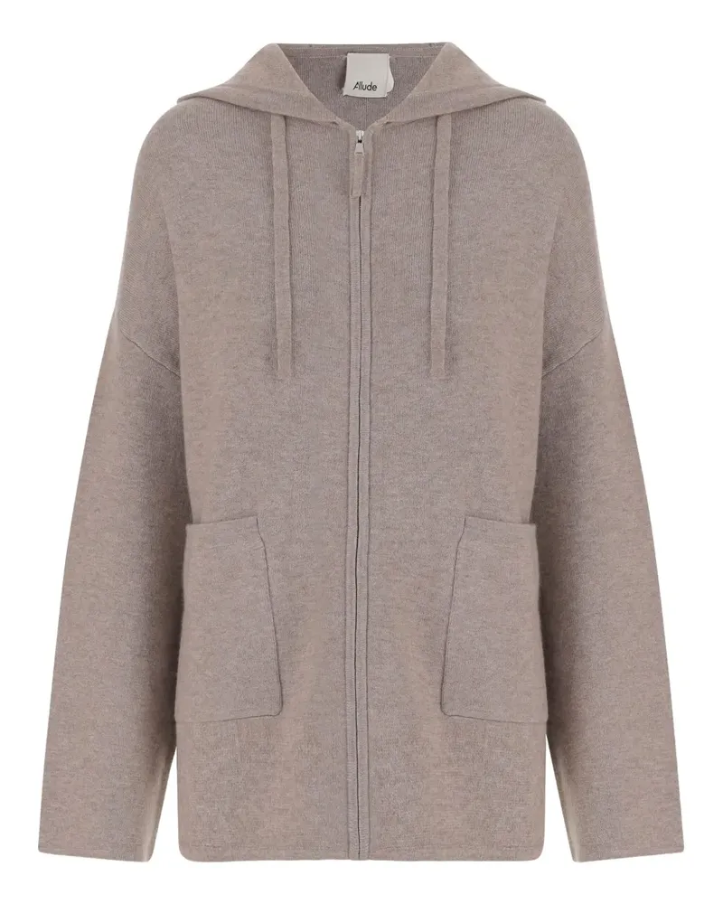 ALLUDE Kapuzencardigan mit Reißverschluss - Braun Braun