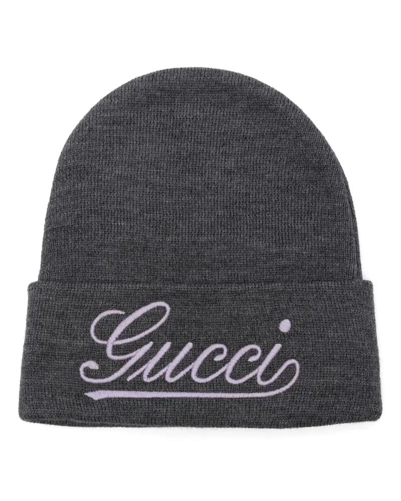 Gucci Beanie mit Logo-Stickerei - Grau Grau