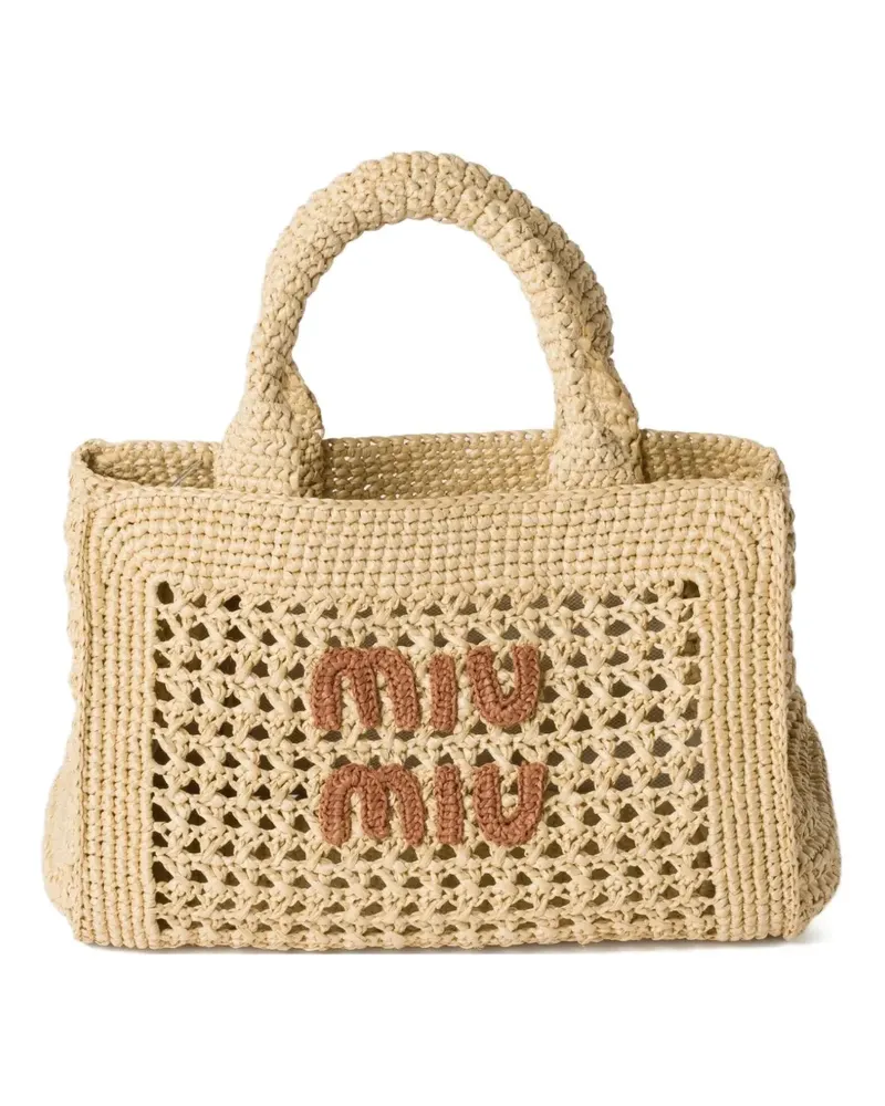 Miu Miu Gewebte Tote Bag mit Raffiabast-Effekt - Nude Nude
