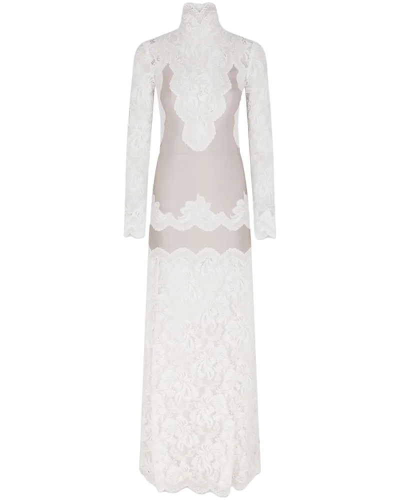 Paco Rabanne Jersey-Maxikleid aus Spitze - Weiß Weiß