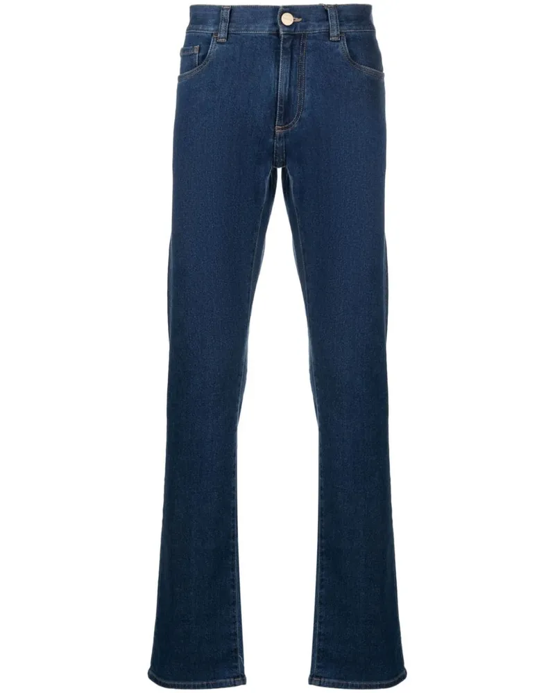 Canali Halbhohe Slim-Fit-Jeans - Blau Blau