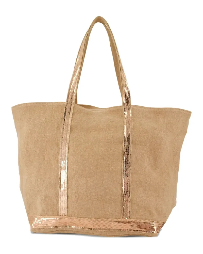 Vanessa Bruno Cabas L Tote Bag mit Paillettenbesatz - Nude Nude