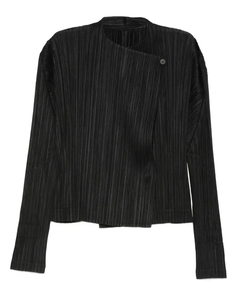 Issey Miyake Plissierte Jacke mit Knöpfen - Schwarz Schwarz