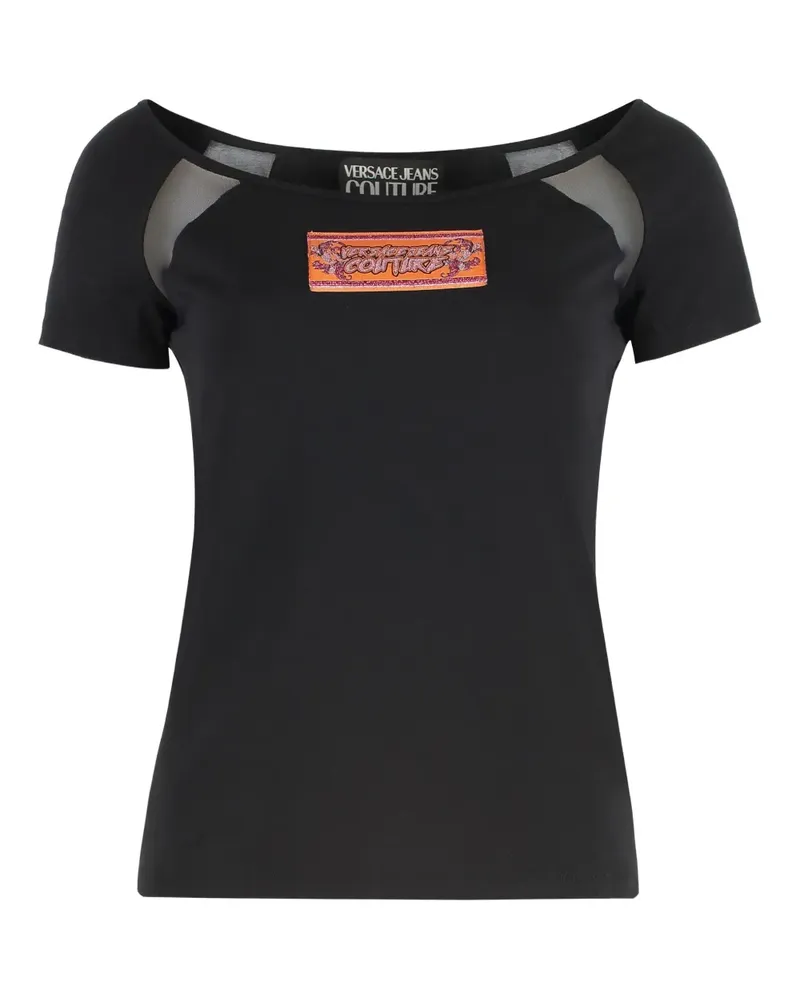 Versace Jeans T-Shirt mit Mesh-Einsatz - Schwarz Schwarz