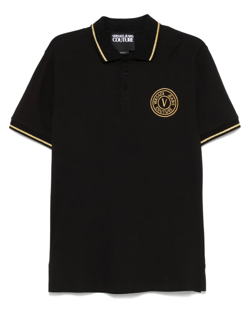 Versace Jeans Poloshirt mit Logo-Stickerei - Schwarz Schwarz