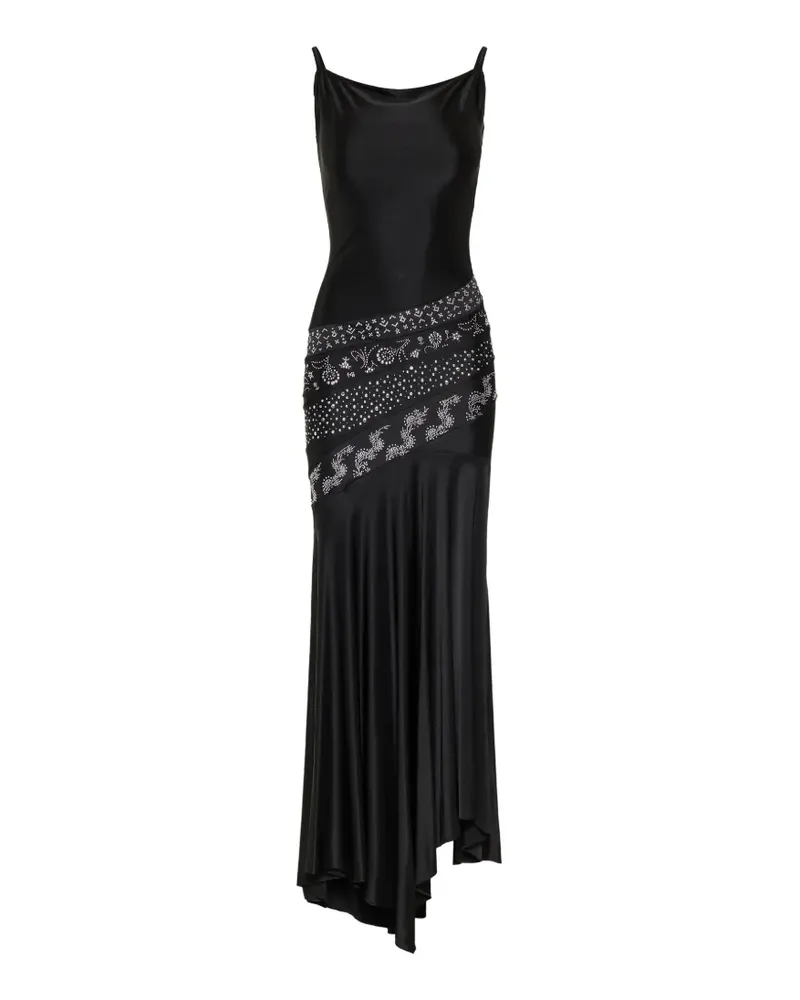 Paco Rabanne crystal-embellished asymmetric dress - Schwarz Schwarz