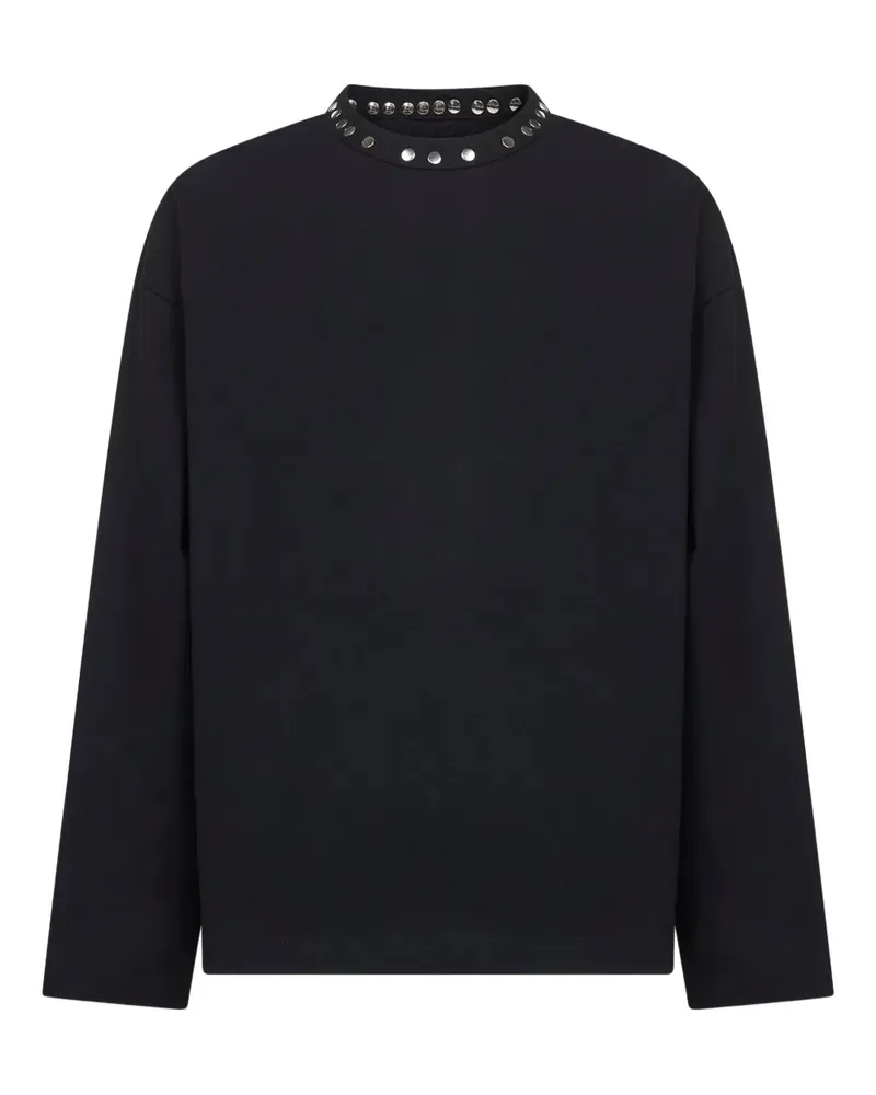 Jil Sander Rundhals-Top mit Metallnieten - Schwarz Schwarz