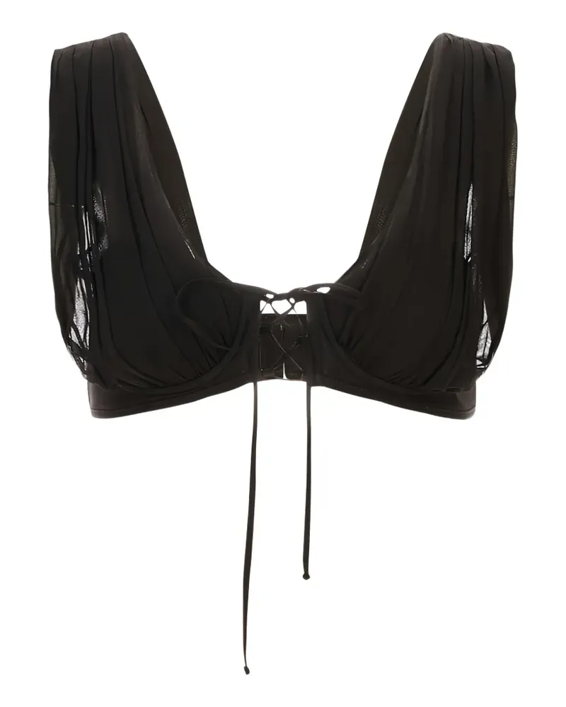 Giuseppe di Morabito lace-up draped top - Schwarz Schwarz