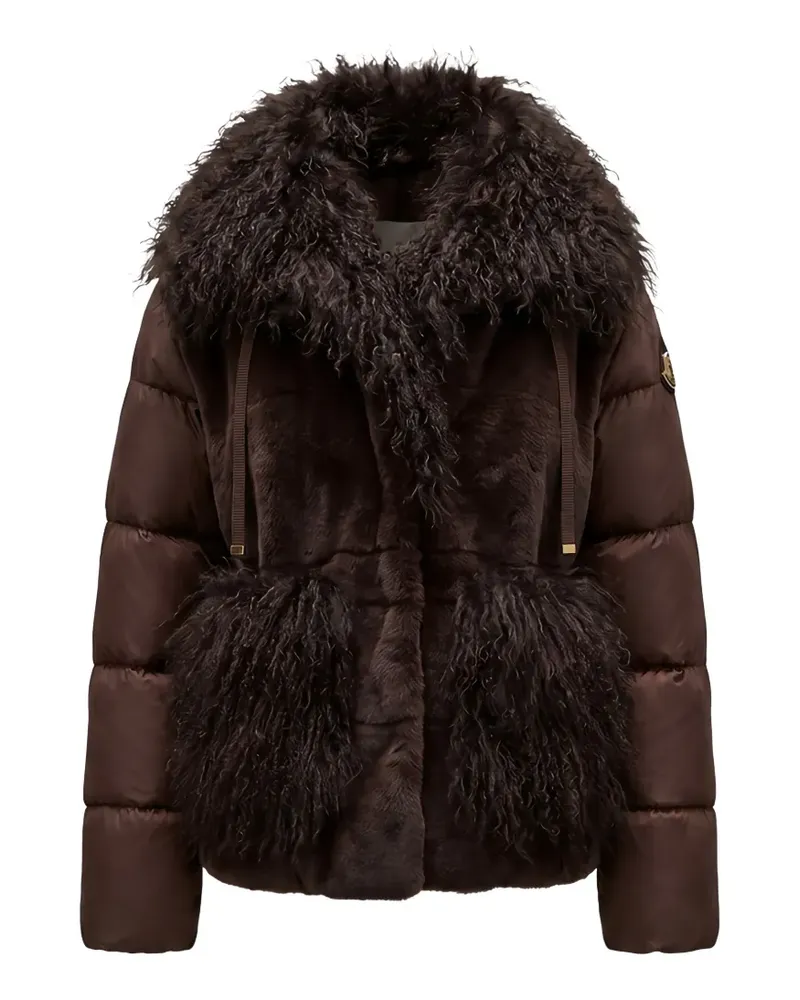 Moncler Daunenjacke mit Shearling-Besatz - Braun Braun