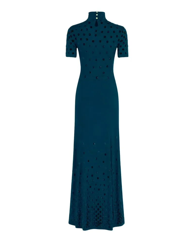 Paco Rabanne velvet-detail maxi dress - Blau Blau