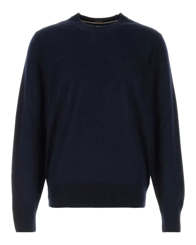HUGO BOSS Pullover aus Merinowolle mit Logo-Stickerei - Blau Blau