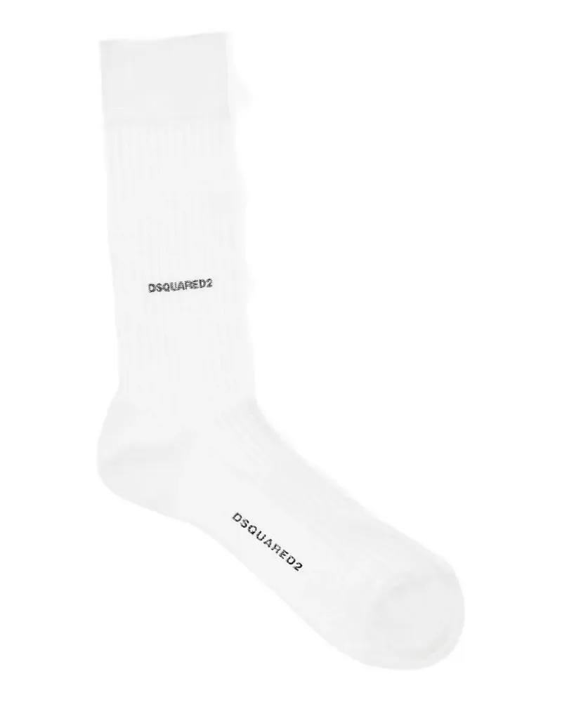 Dsquared2 logo-embellishment ribbed socks - Weiß Weiß